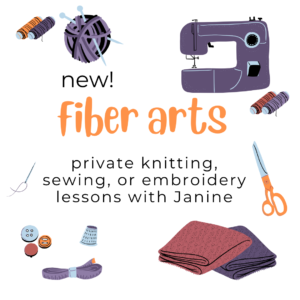 Buttons, thread, yarn, and a sewing machine are scattered about