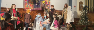 Several children dressed in costume for the Christmas pageant